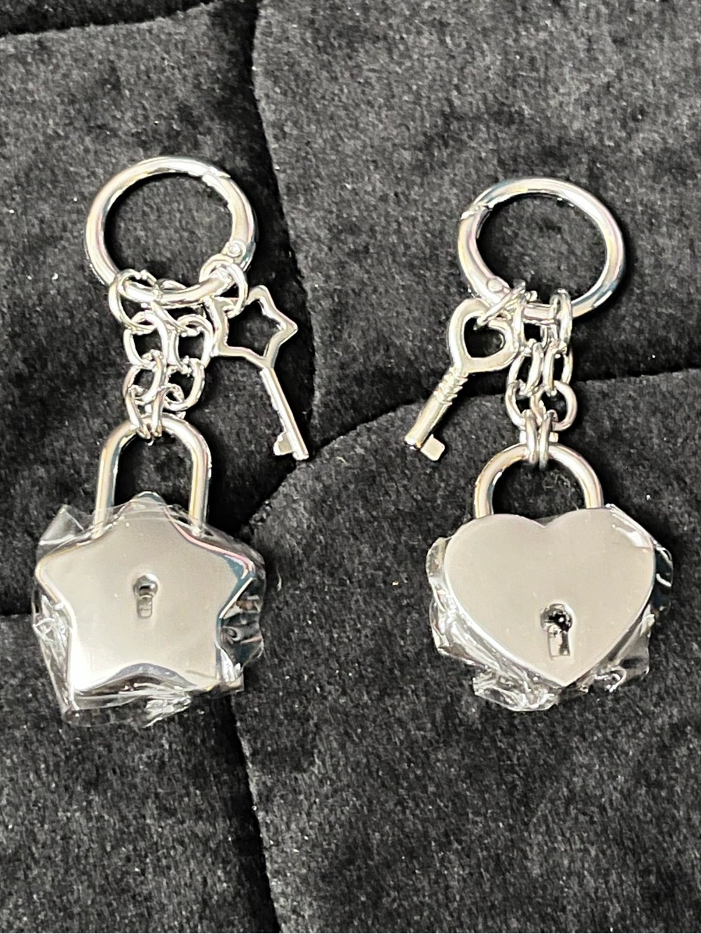 2 Piece Heart & Star Lock & Key Bag Charms